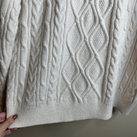 Aelfric Eden White Cable Knit Crewneck Sweater - Picture 5 of 11